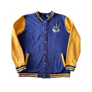 Marvel Wolverine Varsity Bomber Style XXL Button Up Sweat Jacket Blue Yellow